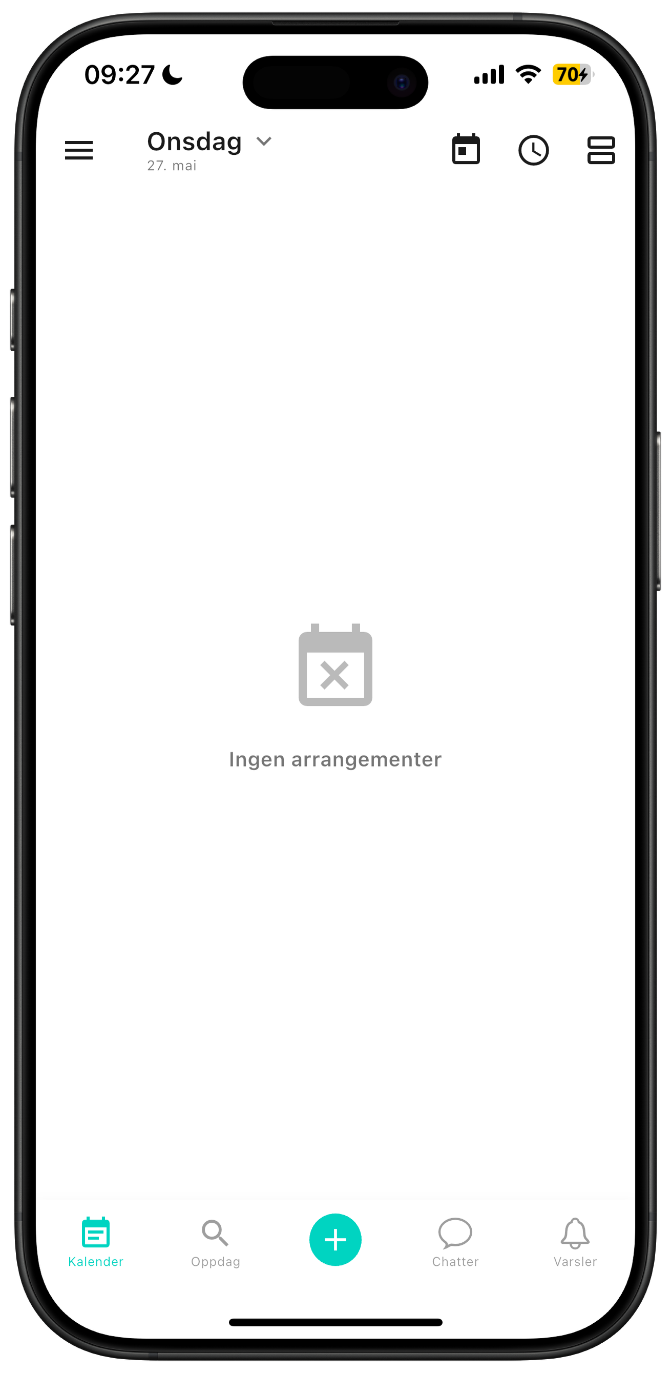 Trykk +-knappen på hovedsiden