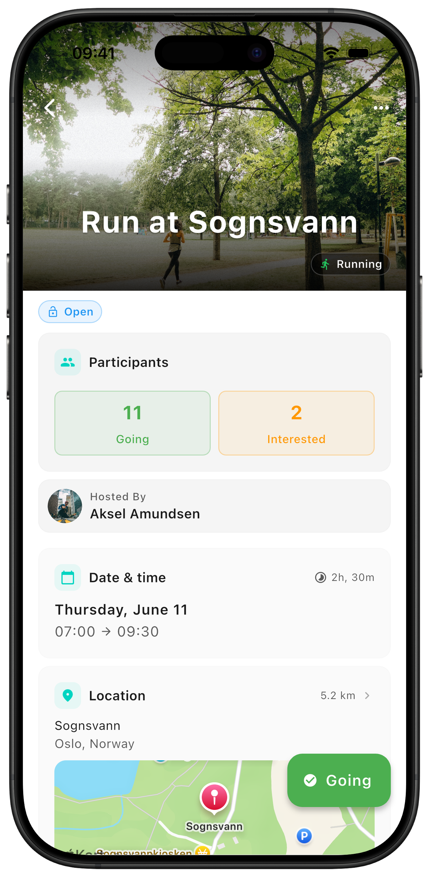 Event detail for a Sognsvann run