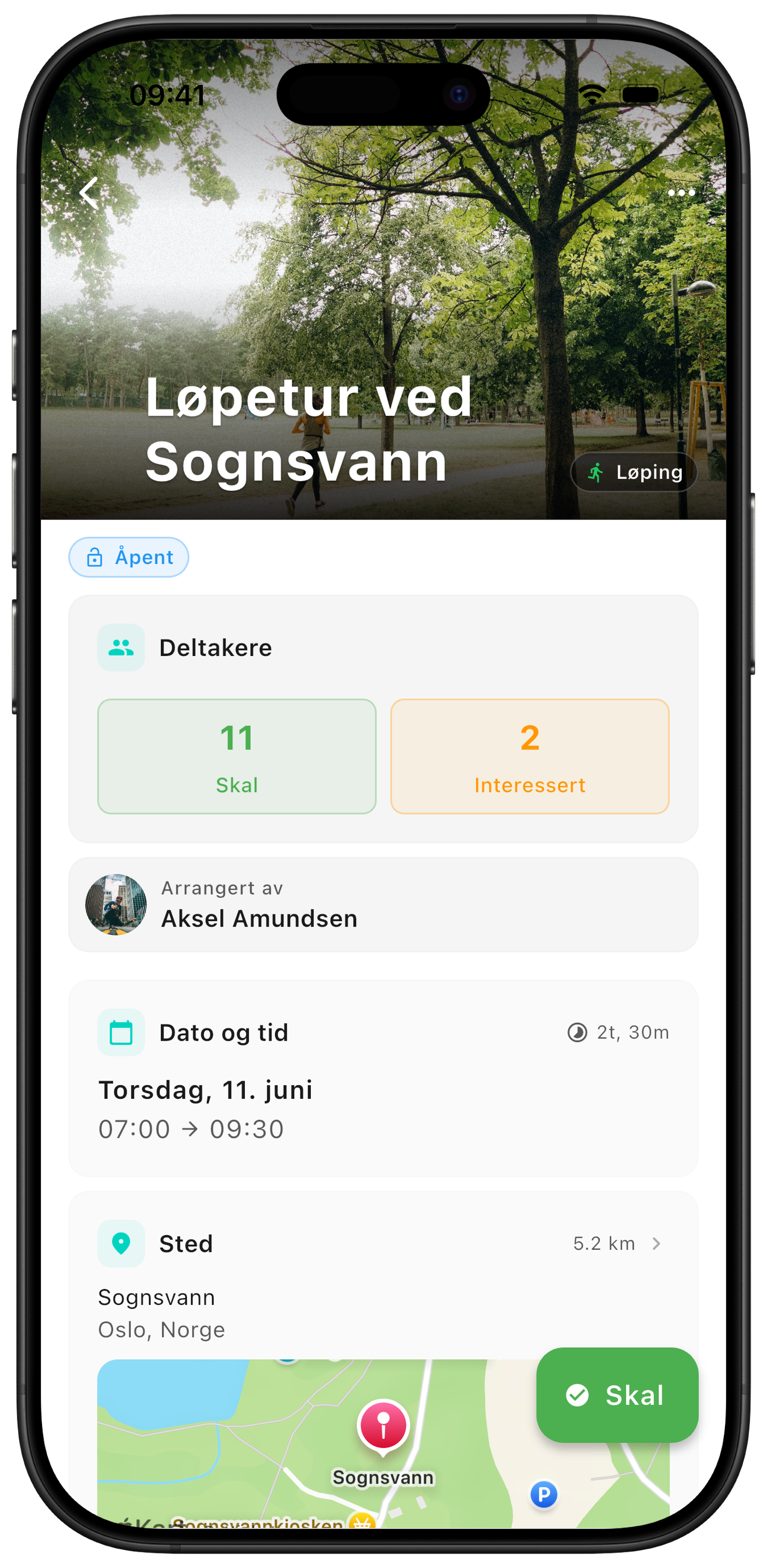 Eventdetaljer for løpetur ved Sognsvann