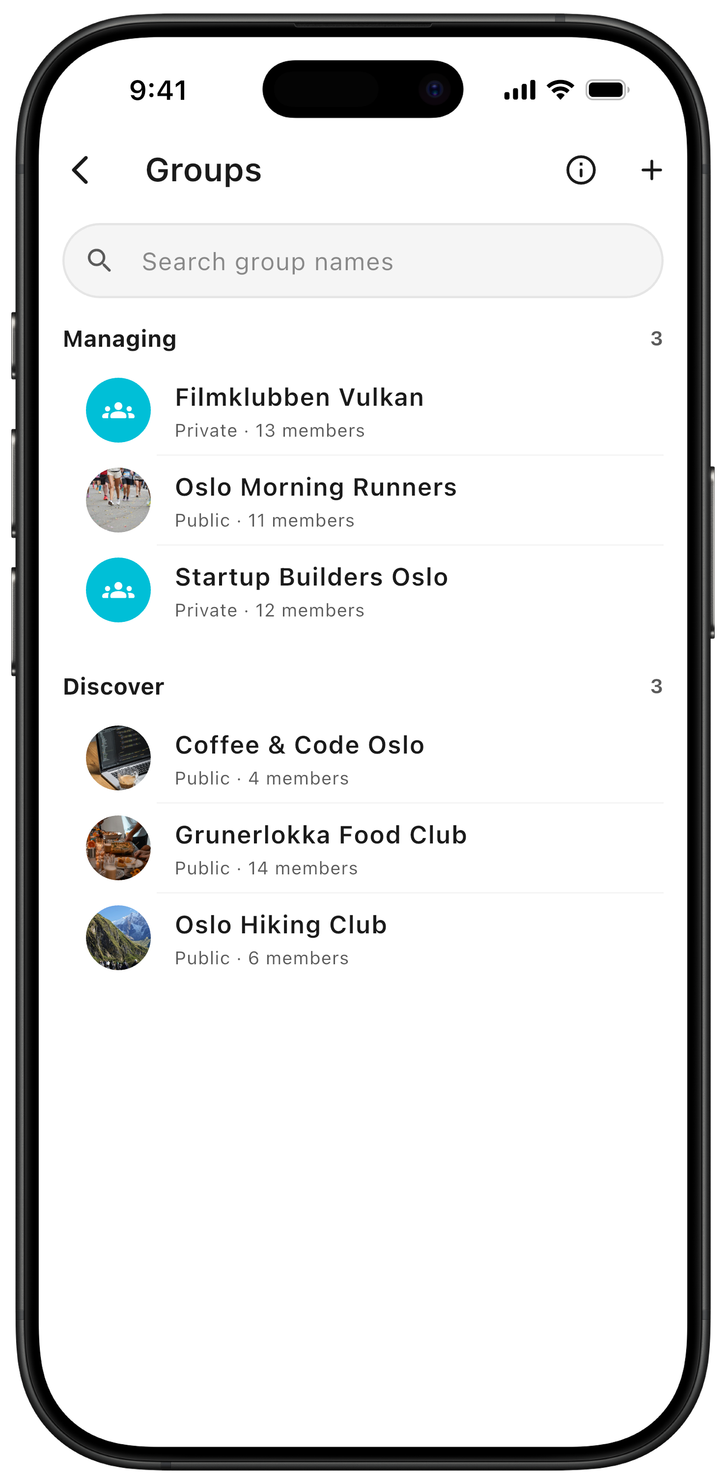 Group overview in ZynkUp